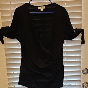 Catherines Black Wrap-Style Blouse